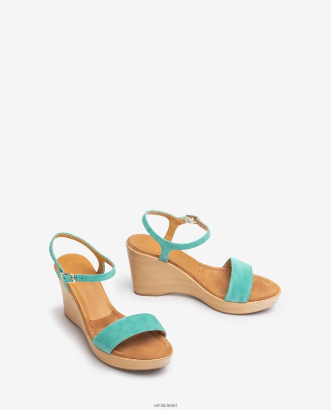 Unisa סנדל זמש עם בלוק ירוק נשים V2BP2247