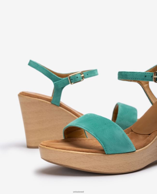 Unisa סנדל זמש עם בלוק ירוק נשים V2BP2247