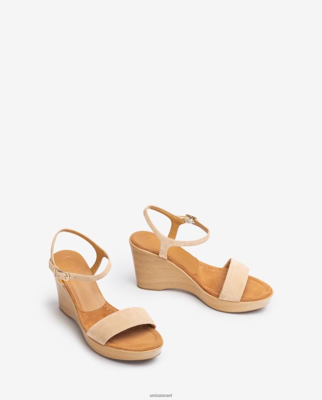 Unisa סנדל זמש עם בלוק בז' נשים V2BP2251