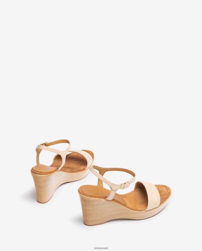 Unisa סנדל עור עם בלוק בז' נשים V2BP2255