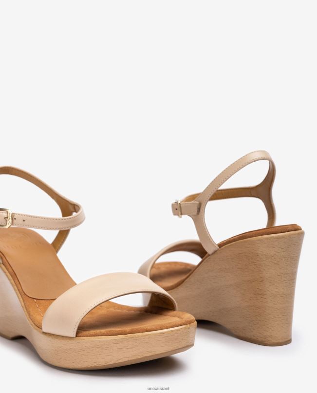 Unisa סנדל עור עם בלוק בז' נשים V2BP2255