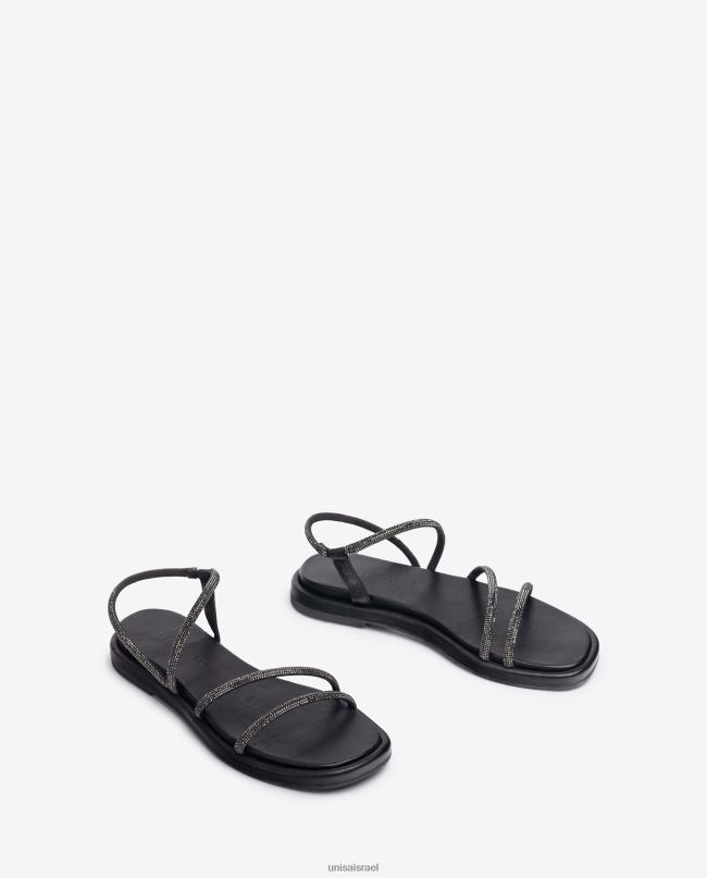 Unisa סנדל שטוח עם נצנצים שָׁחוֹר נשים V2BP225