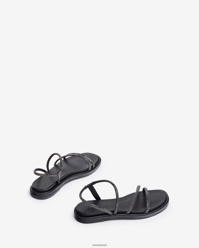 Unisa סנדל שטוח עם נצנצים שָׁחוֹר נשים V2BP225