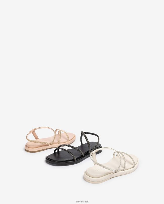 Unisa סנדל שטוח עם נצנצים שָׁחוֹר נשים V2BP225