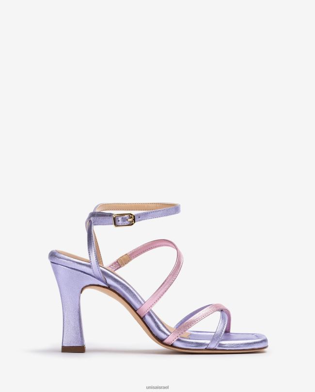 Unisa סנדל רצועות עור באפקט מתכתי לילה נשים V2BP2266