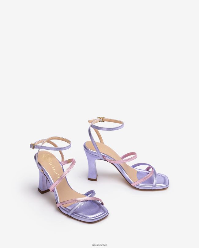 Unisa סנדל רצועות עור באפקט מתכתי לילה נשים V2BP2266