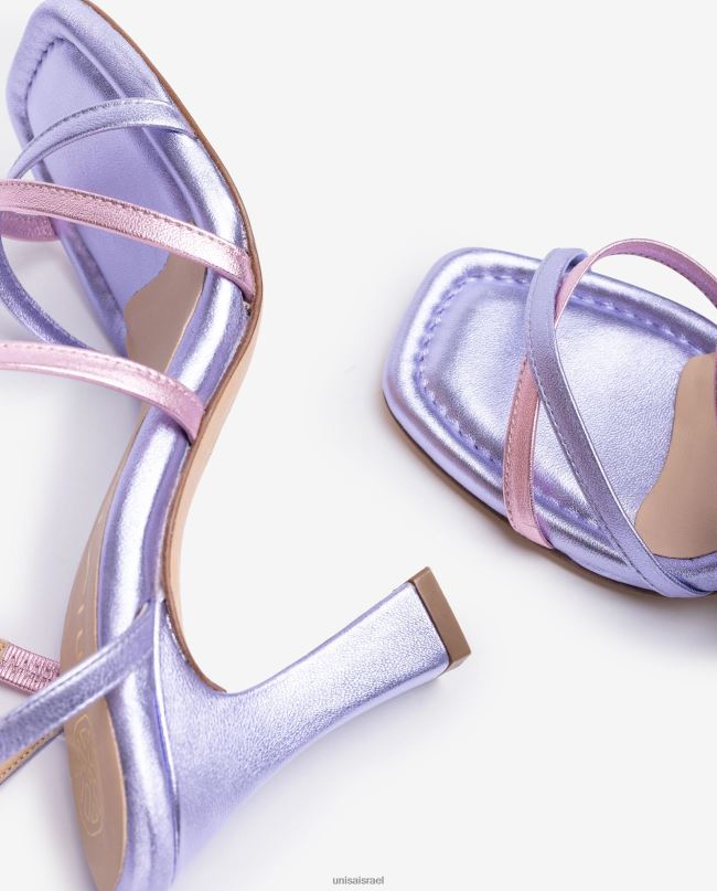 Unisa סנדל רצועות עור באפקט מתכתי לילה נשים V2BP2266