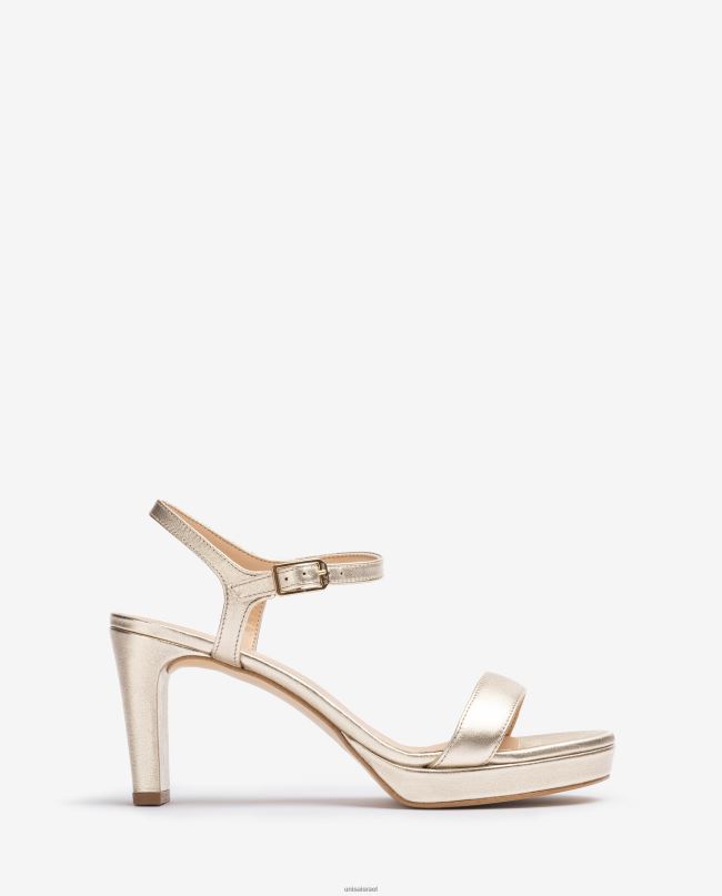 Unisa סנדל עור באפקט מתכתי אופנה נשים V2BP2278