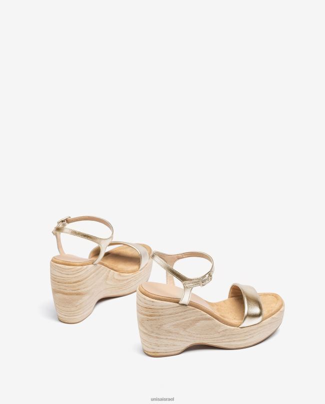 Unisa סנדל בעל אפקט מתכתי עם בלוק זהב נשים V2BP2281