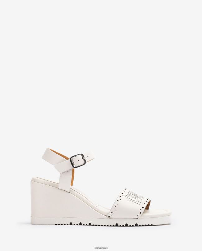 Unisa סנדל עם נקבים דקורטיביים על הערפד לבן נשים V2BP2293