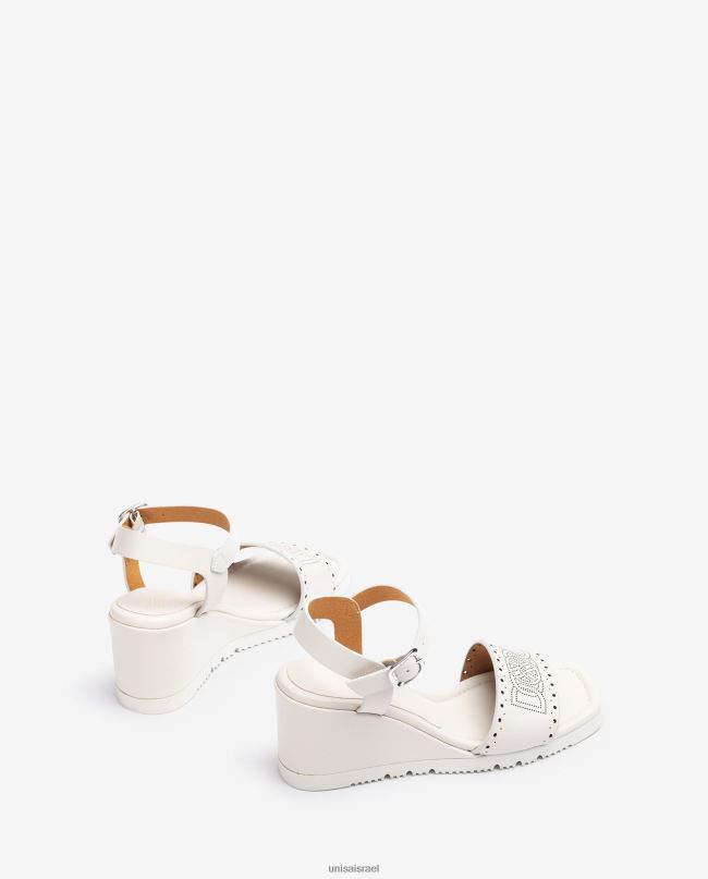 Unisa סנדל עם נקבים דקורטיביים על הערפד לבן נשים V2BP2293