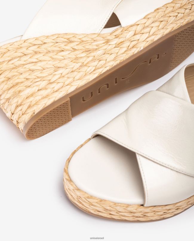 Unisa סנדל רחב עם רצועה מוצלבת לבן נשים V2BP2296