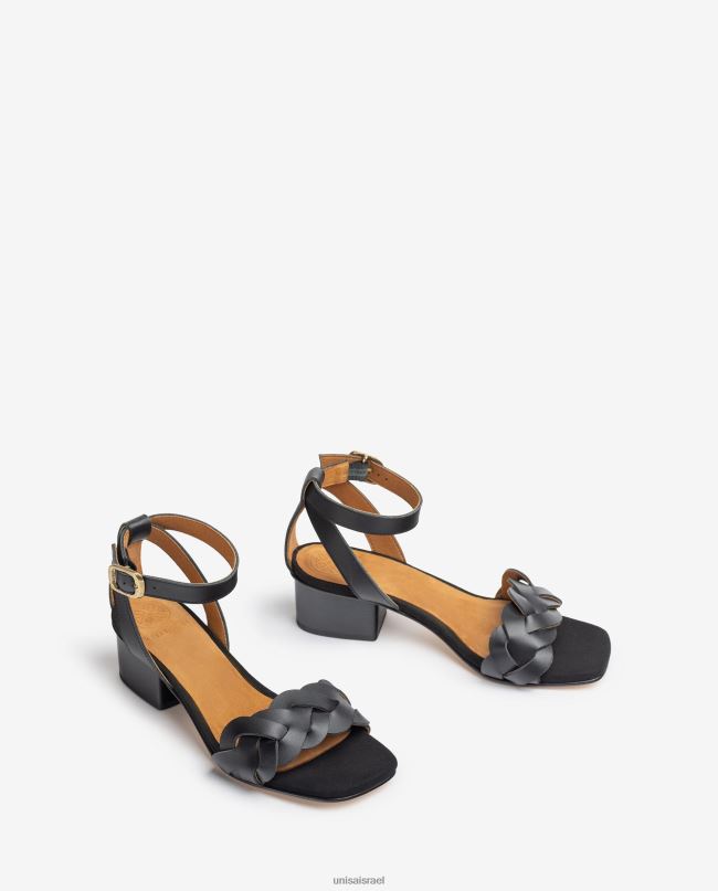 Unisa סנדל עם נקבים דקורטיביים על הערפד שָׁחוֹר נשים V2BP2305