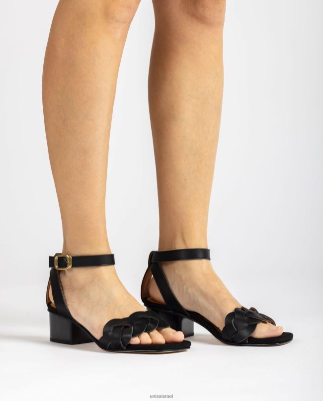 Unisa סנדל עם נקבים דקורטיביים על הערפד שָׁחוֹר נשים V2BP2305