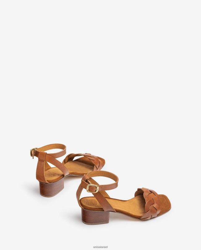 Unisa סנדל עם נקבים דקורטיביים על הערפד חום נשים V2BP2306