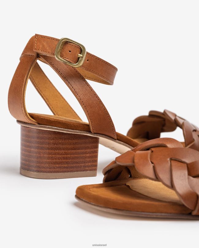 Unisa סנדל עם נקבים דקורטיביים על הערפד חום נשים V2BP2306