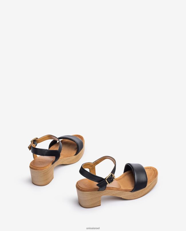 Unisa סנדל עור עם בלוק אפקט עץ שָׁחוֹר נשים V2BP2317