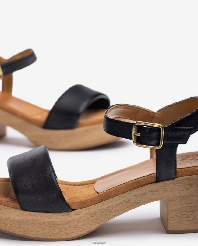 Unisa סנדל עור עם בלוק אפקט עץ שָׁחוֹר נשים V2BP2317