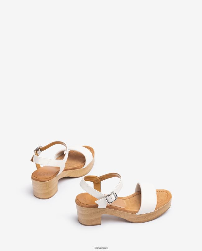 Unisa סנדל עור עם בלוק אפקט עץ לבן נשים V2BP2318