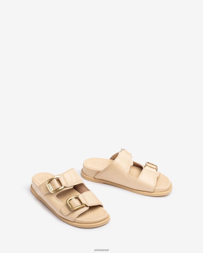Unisa סנדל שטוח עם אבזם כפול בז' נשים V2BP2320