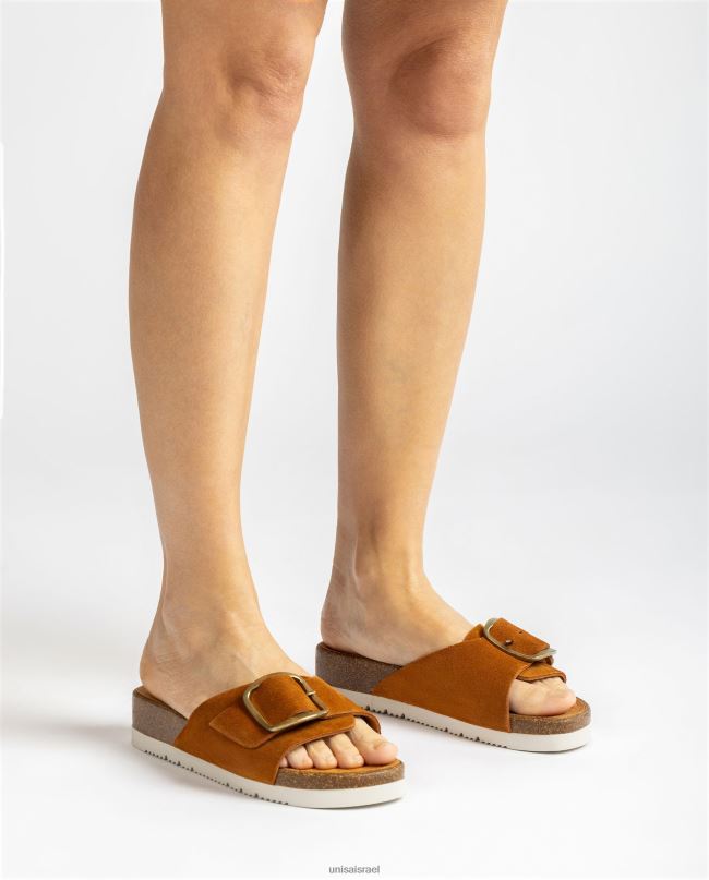 Unisa סנדל זמש עם אבזם חום נשים V2BP2325