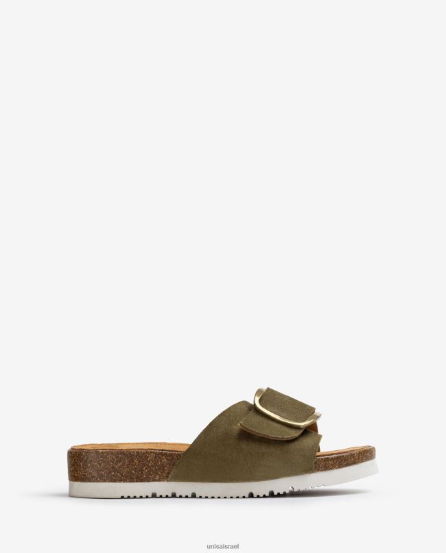 Unisa סנדל זמש עם אבזם ירוק נשים V2BP2326