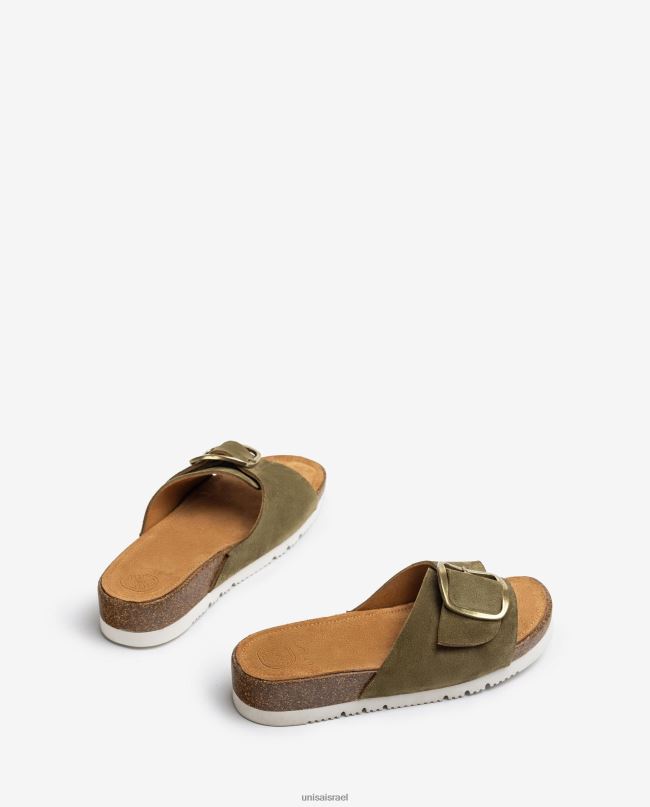 Unisa סנדל זמש עם אבזם ירוק נשים V2BP2326