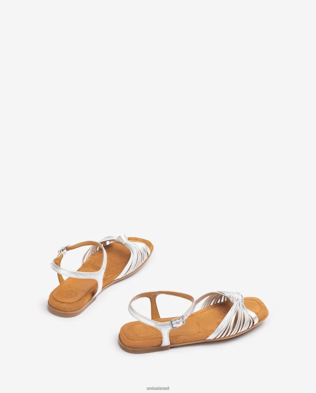Unisa סנדל רב רצועות בגימור מתכתי שטוח כסף נשים V2BP2329