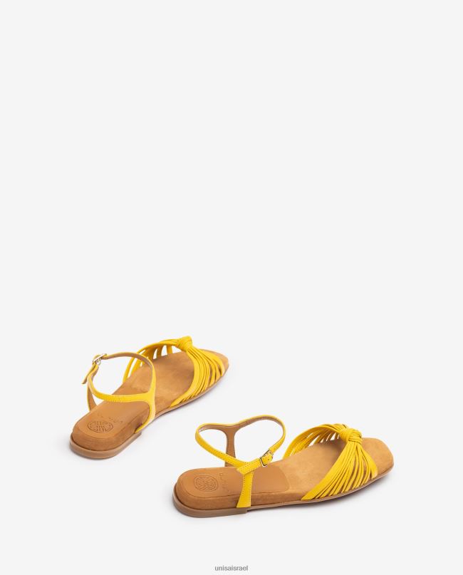 Unisa סנדל רב רצועות מעור שטוח צהוב נשים V2BP2333