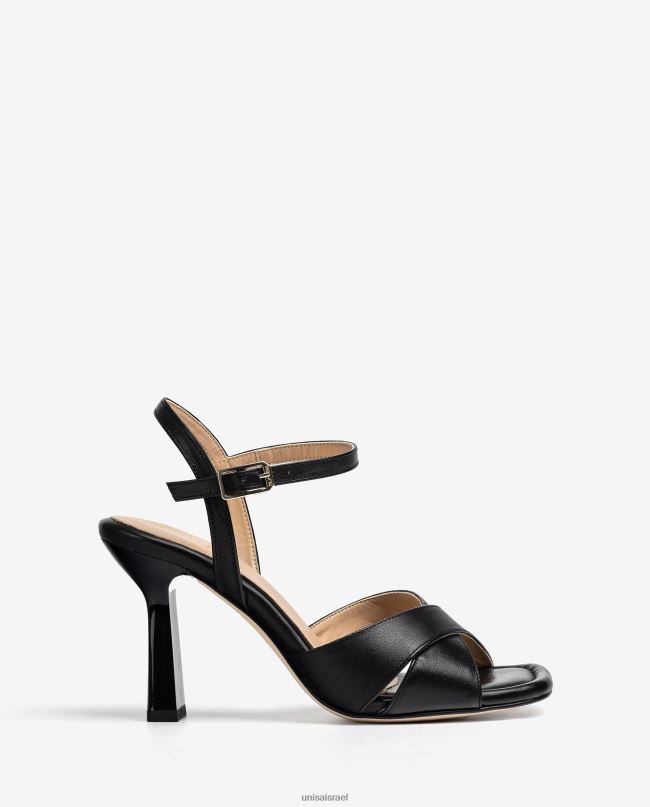 Unisa סנדלי רצועות עור מוצלבות שָׁחוֹר נשים V2BP2338