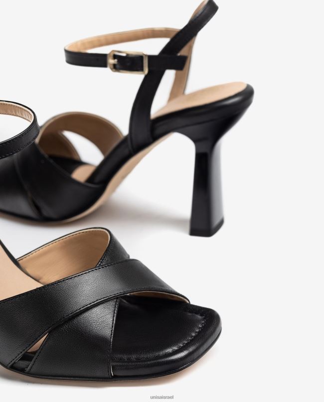 Unisa סנדלי רצועות עור מוצלבות שָׁחוֹר נשים V2BP2338