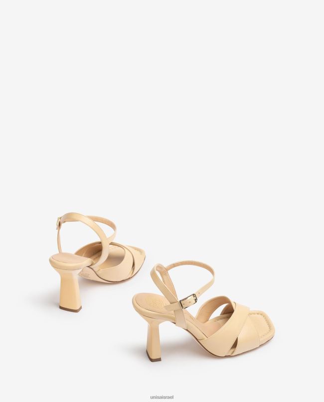 Unisa סנדלי רצועות עור מוצלבות בז' נשים V2BP2339