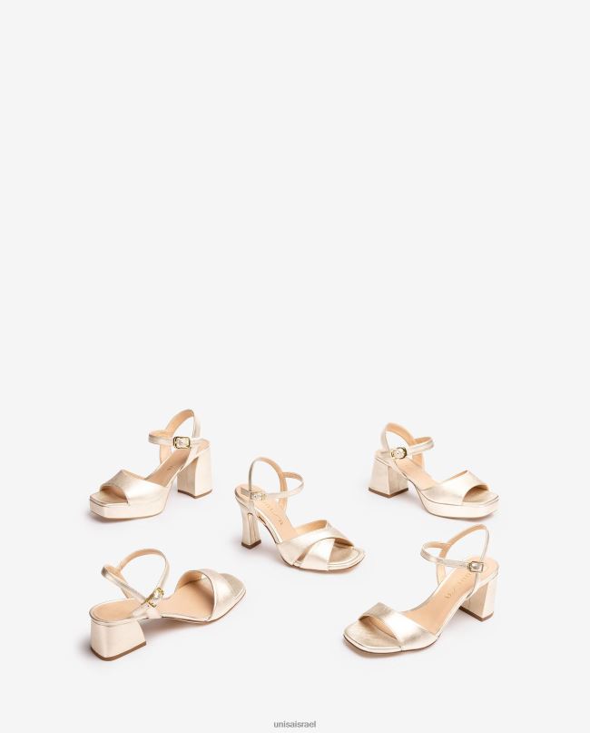 Unisa סנדל סוליה מרובעת זהב נשים V2BP233