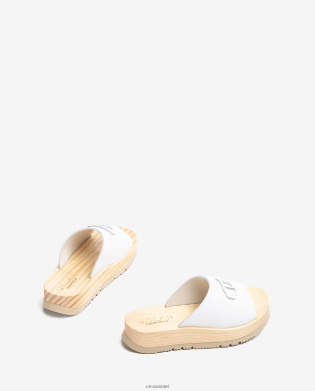 Unisa סנדל עם סוליית אפקט עץ לבן נשים V2BP2352