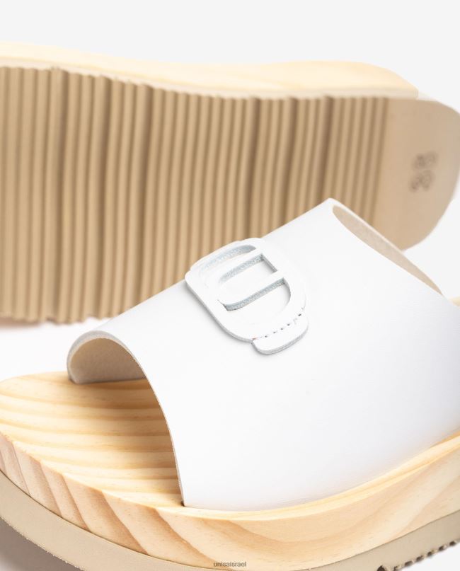 Unisa סנדל עם סוליית אפקט עץ לבן נשים V2BP2352