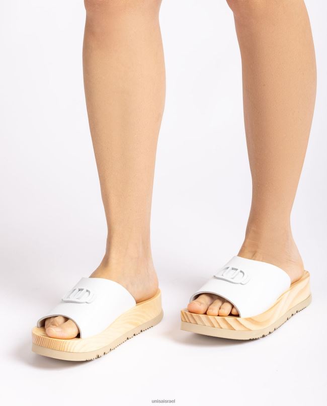 Unisa סנדל עם סוליית אפקט עץ לבן נשים V2BP2352