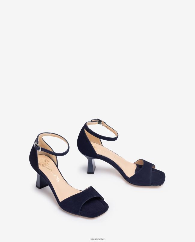 Unisa סנדל זמש עקב גיאומטרי כְּחוֹל נשים V2BP2364