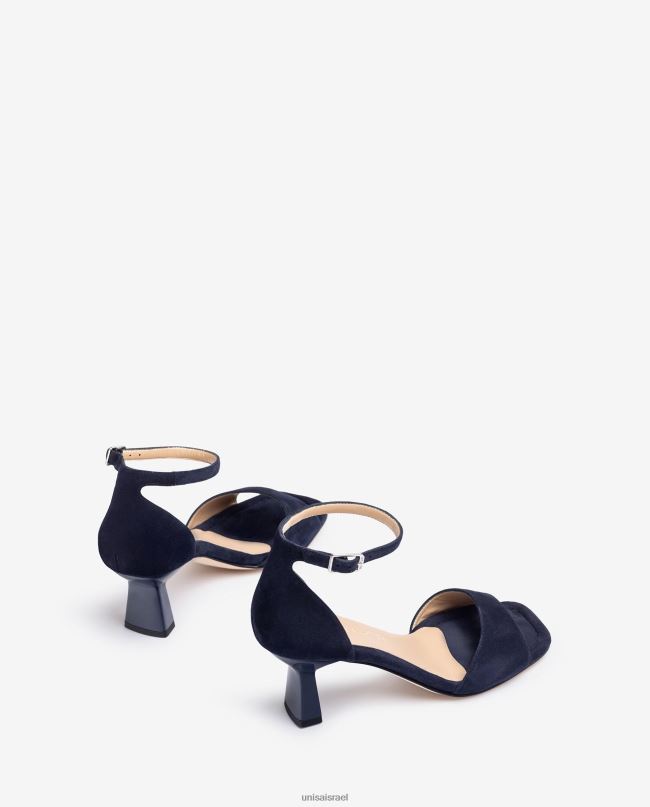 Unisa סנדל זמש עקב גיאומטרי כְּחוֹל נשים V2BP2364