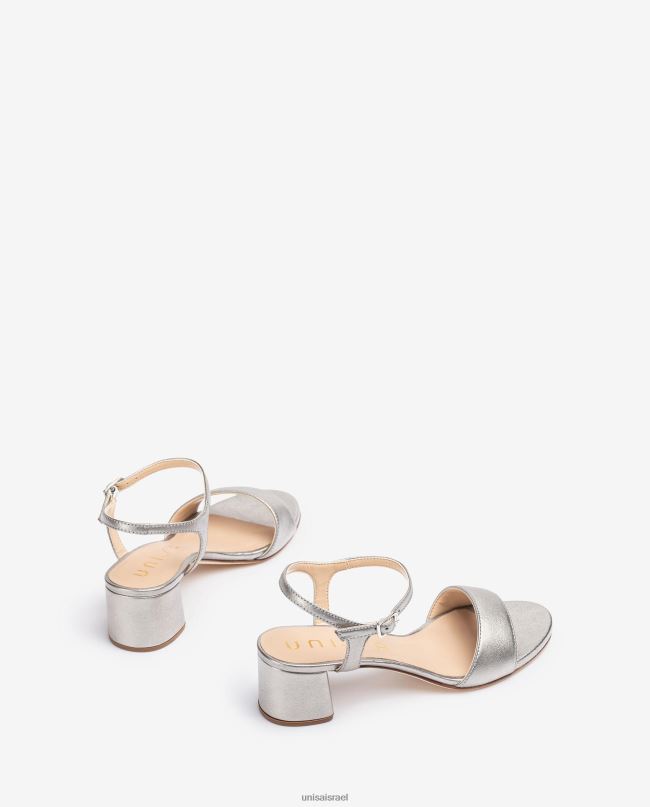 Unisa סנדלי עור באפקט מתכת עם עקב רחב מְעוּדָן נשים V2BP2368