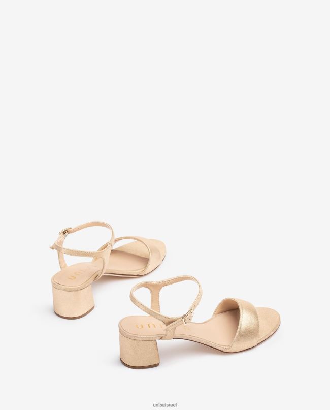 Unisa סנדלי זמש באפקט מתכת עם עקב רחב אופנה נשים V2BP2372