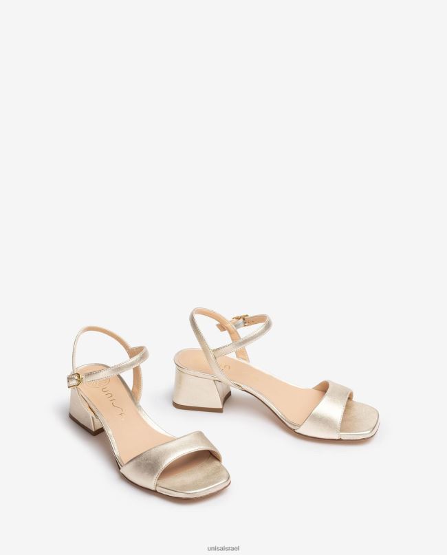 Unisa סנדל עם עקב רחב זהב נשים V2BP237