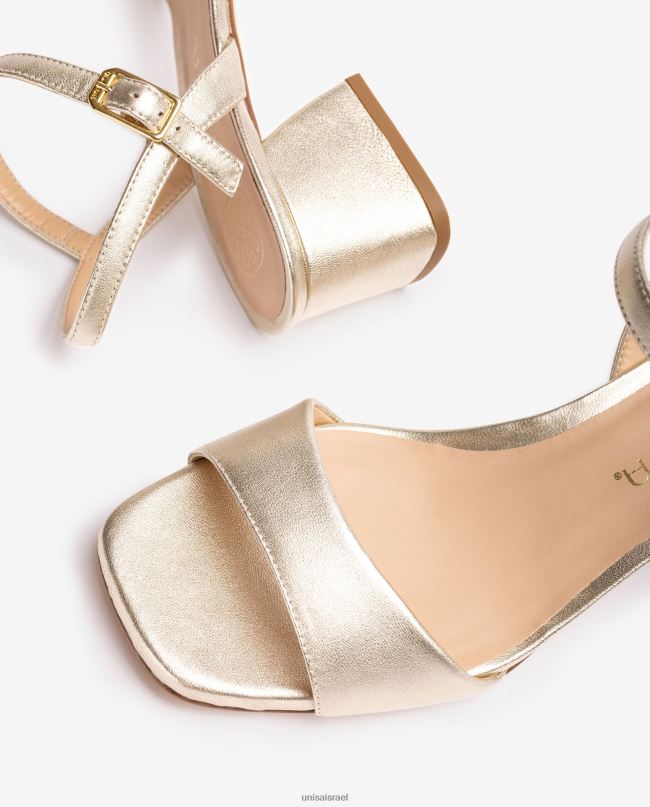Unisa סנדל עם עקב רחב זהב נשים V2BP237
