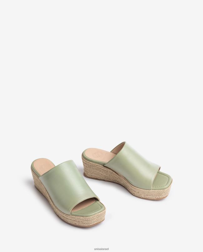 Unisa סנדלי טריז עם בוהן מרובעת ירוק נשים V2BP2383