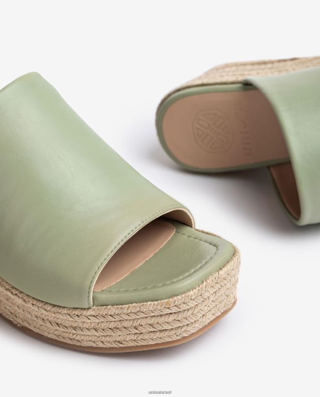 Unisa סנדלי טריז עם בוהן מרובעת ירוק נשים V2BP2383