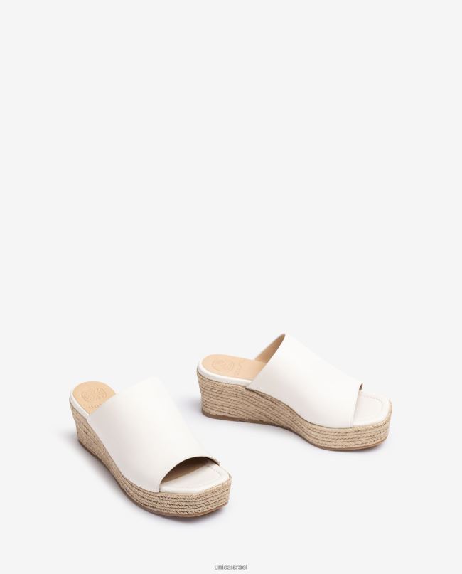 Unisa סנדלי טריז עם בוהן מרובעת לבן נשים V2BP2384