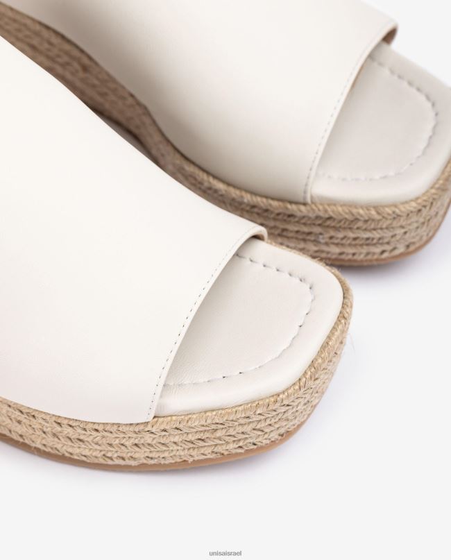 Unisa סנדלי טריז עם בוהן מרובעת לבן נשים V2BP2384