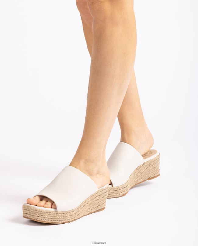 Unisa סנדלי טריז עם בוהן מרובעת לבן נשים V2BP2384