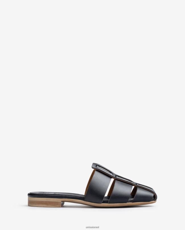 Unisa סנדל עור מחורר שָׁחוֹר נשים V2BP2397