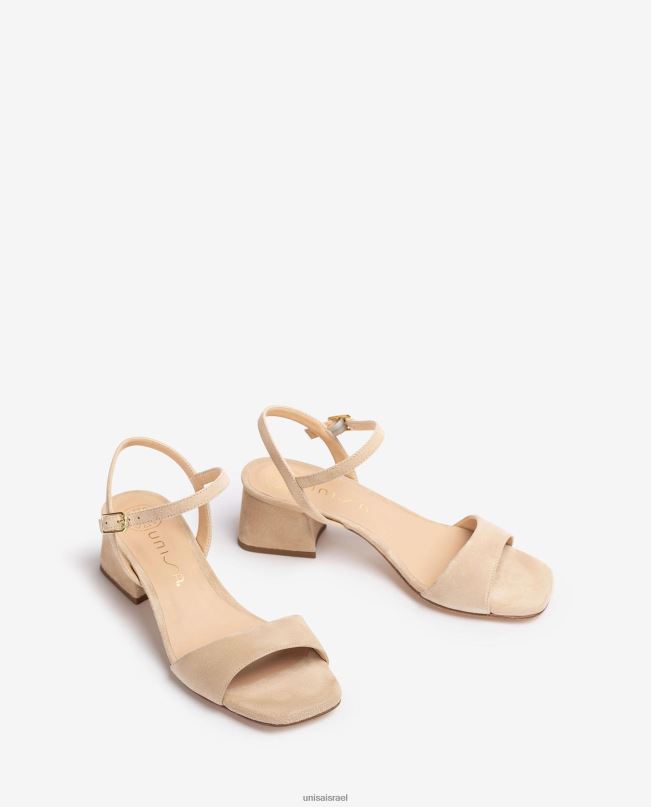 Unisa סנדל עם עקב רחב בז' נשים V2BP239