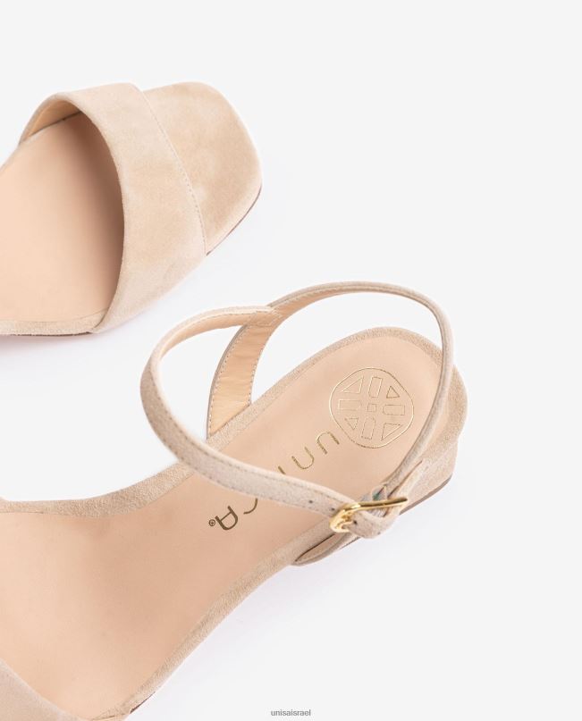 Unisa סנדל עם עקב רחב בז' נשים V2BP239